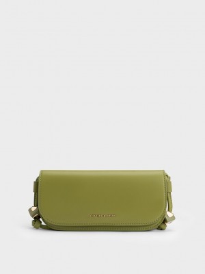 Charles & Keith Cube Knotted Elongated Crossbody Bag Pistachio | XIGF74683