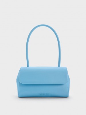 Charles & Keith Curved Handle Shoulder Bag Blau | BYTE48721