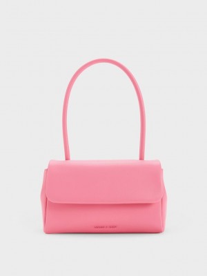 Charles & Keith Curved Handle Shoulder Bag Rosa | RWEF21946