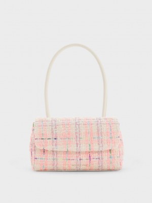 Charles & Keith Curved Handle Tweed Shoulder Bag Mehrfarbig | BOJP18436