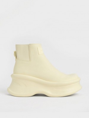 Charles & Keith Curved Plattform Ankle Boots Gelb | UNKD74815