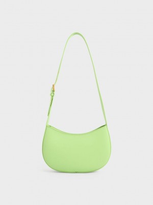 Charles & Keith Curved Shoulder Bag Grün | MEUJ69825