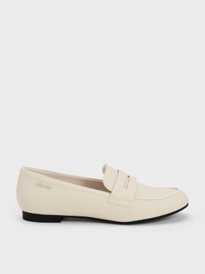 Charles & Keith Cut-Out Almond Kappe Penny Loafers Rosa | GJFY24796