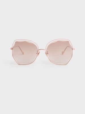 Charles & Keith Cut-Out Wire-Frame Butterfly Sunglasses Rosa | WPZB23719