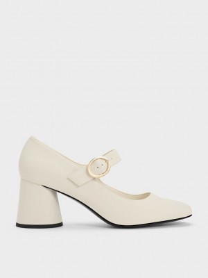 Charles & Keith Cylindrical Block Heel Mary Janes Rosa | SKFC25706