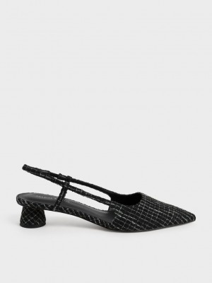 Charles & Keith Cylindrical Heel Tweed Slingback Pumps Mehrfarbig | JXHB13479