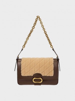 Charles & Keith Daki Gesteppt-Fur Shoulder Bag Mehrfarbig | NAKQ80215