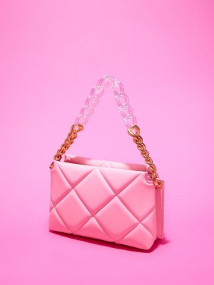 Charles & Keith Danika Chunky Chain Gepolstert Bag Rosa | NVQO38506