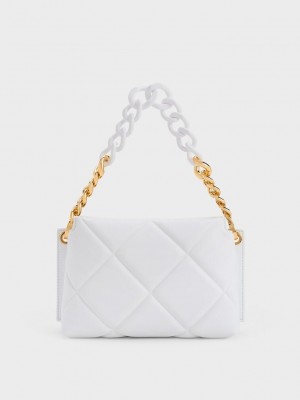Charles & Keith Danika Chunky Chain Gepolstert Bag Weiß | YKGU39125