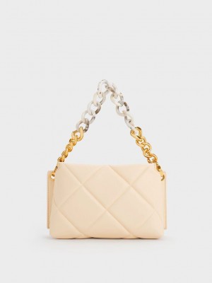 Charles & Keith Danika Chunky Chain Gepolstert Bag Beige | BDUX05374
