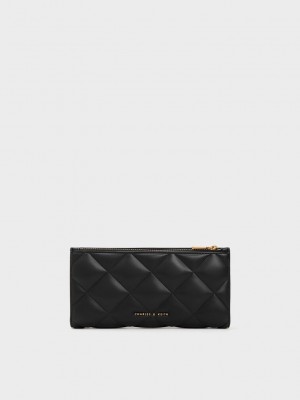 Charles & Keith Danika Gesteppt Long Wallet Schwarz | NRIW47810