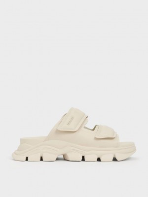 Charles & Keith Dash Double Riemen Slides Rosa | RFDQ67025