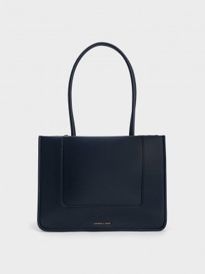 Charles & Keith Daylla Tote Bag Navy | KODY92157