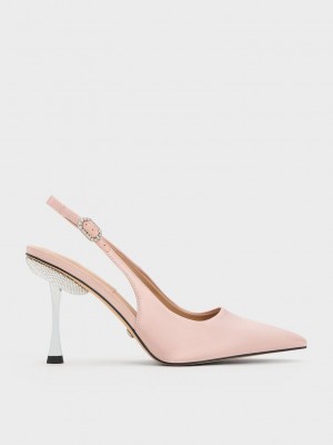 Charles & Keith Demi Recycled Polyester Slingback Pumps Beige | GSMX47051