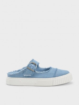 Charles & Keith Denim Buckled Slip-On Sneakers Hellblau | ILBT07984