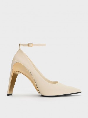 Charles & Keith Devon Metallic Blade-Heel Pumps Rosa | ORDV47365