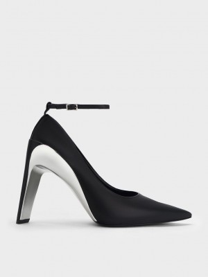 Charles & Keith Devon Metallic Blade-Heel Pumps Schwarz | NOCX06351