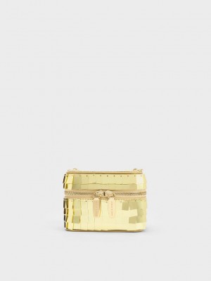 Charles & Keith Disc-Embellished Vanity Pouch Gold | RHDY74960