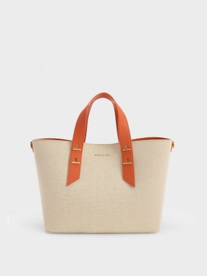 Charles & Keith Double Handle Hobo Bag Orange | PTMW35809
