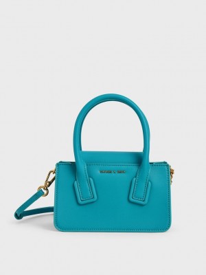 Charles & Keith Double Handle Messenger Bag Türkis | LXKR90738