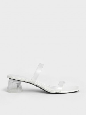 Charles & Keith Double Riemen See-Through Mules Weiß | HXCS50896