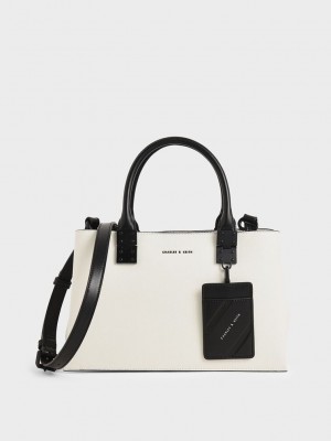 Charles & Keith Double Top Handle Structured Bag Weiß | GFPT45803