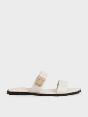 Charles & Keith Dove Metallic Schnallen Badelatschen Sandals Rosa | DLOP79854
