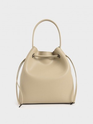 Charles & Keith Drawstring Hobo Bag Weiß | KROY80137