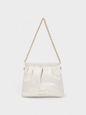 Charles & Keith Duo Chain Handle Shoulder Bag Weiß | XUJI09528