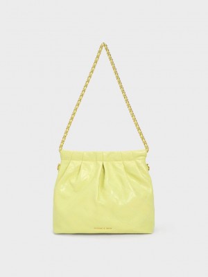 Charles & Keith Duo Chain Handle Shoulder Bag Gelb | ZIYW14359