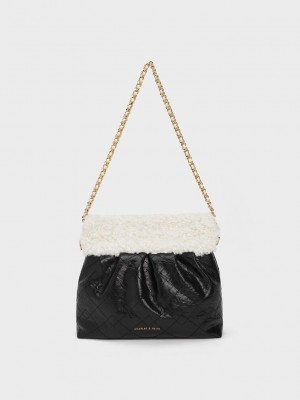 Charles & Keith Duo Furry Chain Handle Shoulder Bag Mehrfarbig | VNJY38596