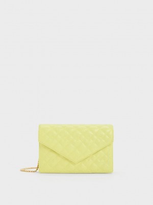 Charles & Keith Duo Gesteppt Envelope Clutch Gelb | OPJB84357