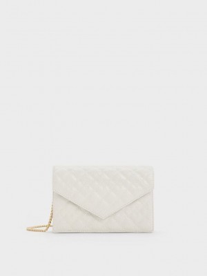 Charles & Keith Duo Gesteppt Envelope Clutch Weiß | VCTA45963