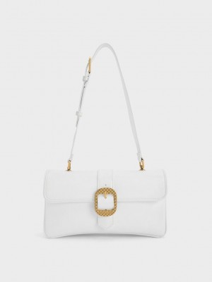 Charles & Keith Eilith Buckled Bag Weiß | GDRA16407