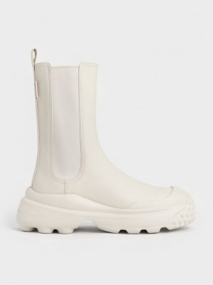 Charles & Keith Elba Round-Kappe Chelsea Boots Rosa | UVCB94650