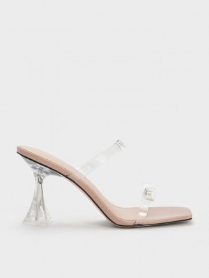 Charles & Keith Embellished Bow See-Through Sandals Beige | YDZC26019
