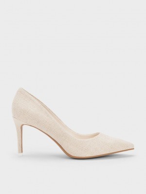 Charles & Keith Emmy Pointed-Kappe Pumps Beige | VZXE63420