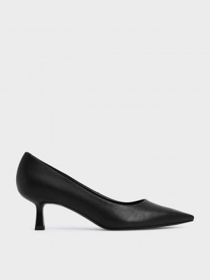 Charles & Keith Emmy Pointed Kitten Heel Pumps Schwarz | TBQY56984