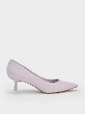 Charles & Keith Emmy Spool Heel Pumps Lila | BUJZ42931
