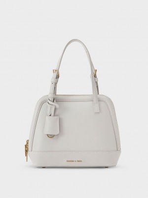 Charles & Keith Enola Double Handle Structured Bag Hellgrau | SZHJ92175