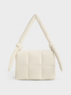 Charles & Keith Errya Gesteppt Puffy Crossbody Bag Weiß | LHMV14078