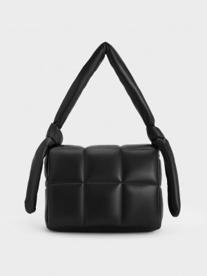 Charles & Keith Errya Gesteppt Puffy Crossbody Bag Schwarz | KXWS38642