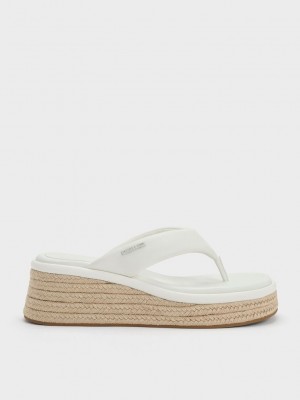 Charles & Keith Espadrilles Tanga Sandals Rosa | BGJZ47931