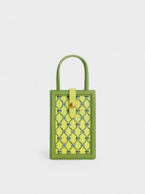Charles & Keith Este Belted Printed Phone Pouch Hellgrün | CXFR85714