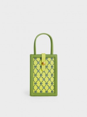Charles & Keith Este Belted Printed Phone Pouch Hellgrün | VQRM48756