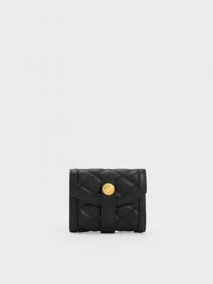 Charles & Keith Este Gesteppt Belted Small Wallet Schwarz | MLBJ04537