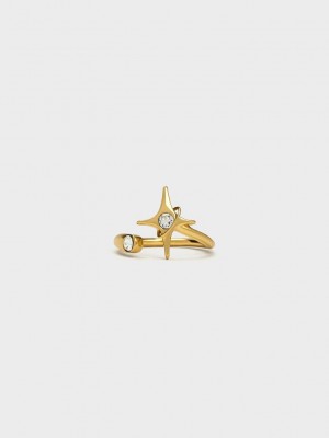 Charles & Keith Estelle Star Crystal Ring Gold | HXBN47981