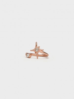 Charles & Keith Estelle Star Crystal Ring Rosa Gold | GFQR01726