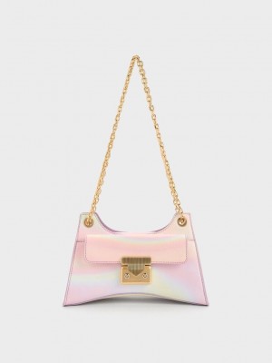 Charles & Keith Eudora Swirl-Print Sculptural Bag Pearl | CWRF90158