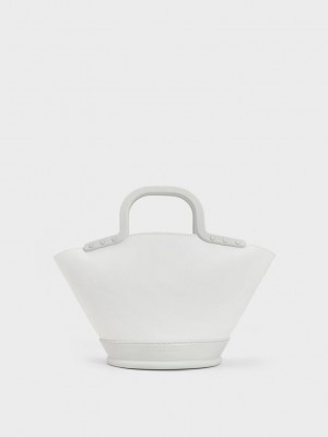 Charles & Keith Fan Double Handle Tote Bag Weiß | XOMP09875